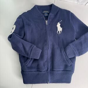 POLO RALPH LAUREN Cardigan Zip Long Sleeve Boy’s 4/4T Sweater Big Pony #3 Blue